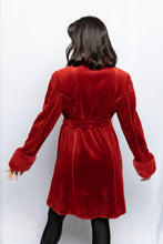 Load image into Gallery viewer, Dark Red Dyed Sheared Mink 7/8 Coat w/ Mink Belt
