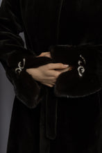 Load image into Gallery viewer, Dark Brown Dyed Sheared Mink Coat w/ Mink Trim
