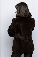 Load image into Gallery viewer, Brown Dyed Sheared Rex-Rabbit Jacket w/ Karakul Lamb Inserts
